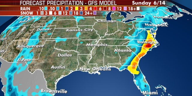 Heavy rain is in the forecast through parts of the East Coast.