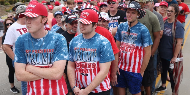 TULSA, OKLAHOMA - JUNE 20: Supporters of U.S. President Donald Trump gather to attend a campaign rally at the BOK Center, June 20, 2020 in Tulsa, Oklahoma. Trump is scheduled to hold his first political rally since the start of the coronavirus pandemic at the BOK Center on Saturday while infection rates in the state of Oklahoma continue to rise. (Photo by Win McNamee/Getty Images)