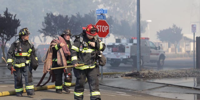 Several homes were destroyed after a wildfire erupted Wednesday in a California neighborhood.