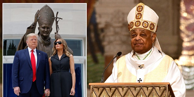 Melania Trump The Rev. Wilton D. Gregory, archbishop of Washington issued a scathing condemnation of President Trump's visit to the Saint John Paul II National Shrine Tuesday with first lady Melania Trump. (Photo by EVA HAMBACH/AFP via Getty Images)