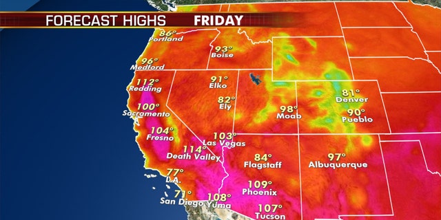 Hot weather is expected again out West on Friday.