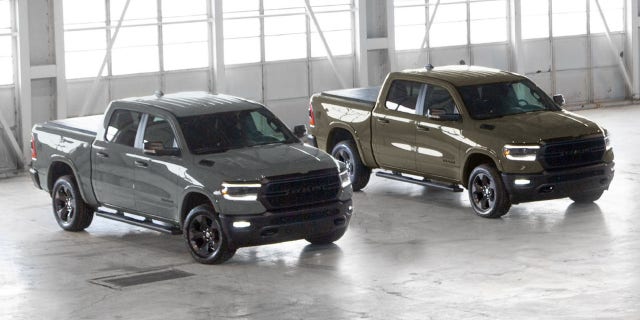 The Ceramic Gray and Gator green trucks represent the Navy and Army, respectively.