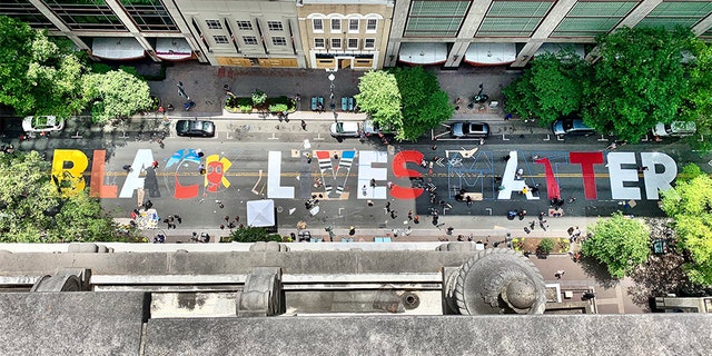 Charlotte is adding its own “Black Lives Matter” street mural this week, a move inspired by a massive painting of those words in the nation’s capital on a street leading up to the White House. (Courtesy of the office of Congresswoman Alma S. Adams) <br>