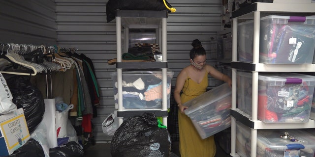 Reseller Michelle Perez started renting a storage unit to hold all the clothes donated to her during the coronavirus.