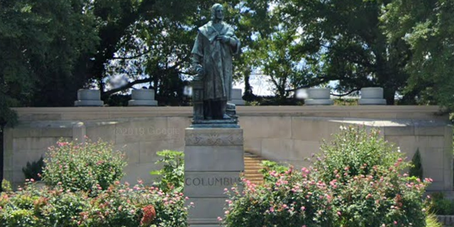 The Christopher Columbus statue in Richmond's William Byrd Park.