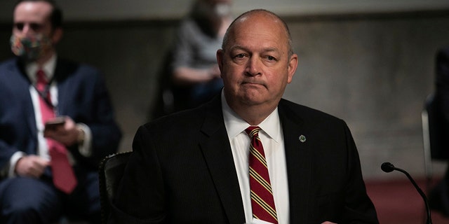 Federal Aviation Administration administrator Stephen Dickson waits to testify during a hearing of the Senate Commerce, Science, and Transportation Committee on Capitol Hill on June 17, 2020, in Washington. (Associated Press)