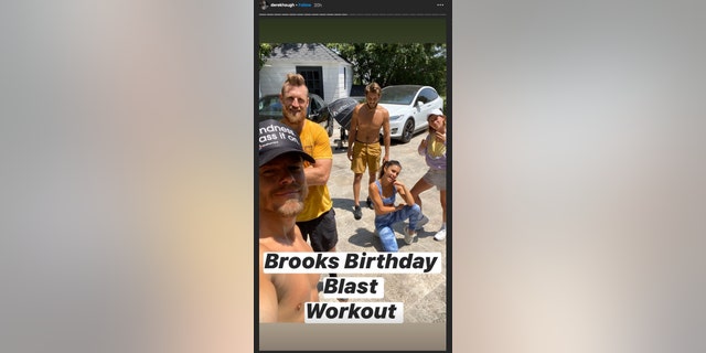 Derek Hough, Brooks Laich and friends doing a workout.