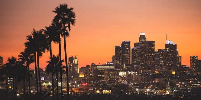 Los Angeles cityscape at dusk 