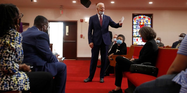 Democratic presidential candidate, former Vice President Joe Biden speaks to members of the clergy and community leaders at Bethel AME Church in Wilmington, Del., Monday, June 1, 2020. (AP Photo/Andrew Harnik)