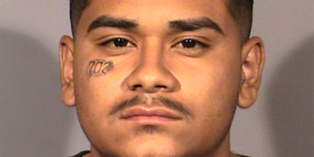 Edgar Samaniego, 20, has been charged with attempted murder in connection with the shooting of a Las Vegas police officer, authorities say. (Las Vegas Metropolitan Police Department)