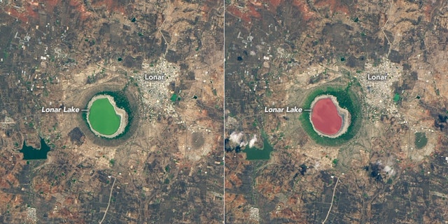Lonar Lake’s color shift occurred over the span of a few days.
