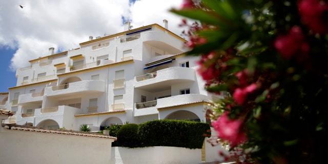 A view of the block of apartments from where British girl Madeleine McCann disappeared in 2007, in Praia da Luz, in Portugal's Algarve coast, Thursday, June 4, 2020. (AP Photo/Armando Franca)