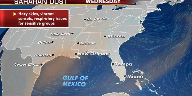 Sahara dust layer continues to linger over the Southeast this week.