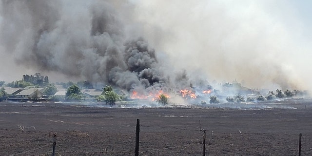 The Nelson Fire in Butte County, California destroyed three homes and scorched some 95 acres on Wednesday.