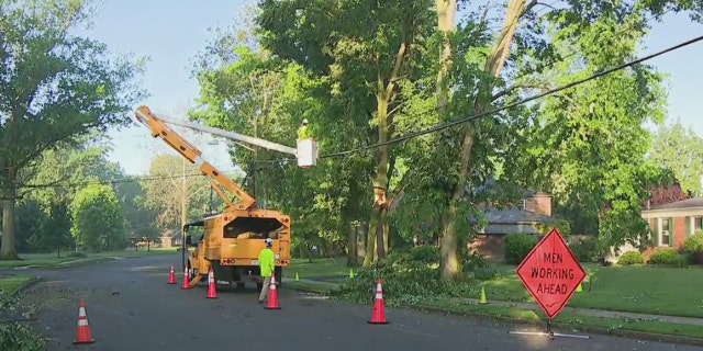 Crews work to restore power in New Jersey after severe thunderstorms on Wednesday.