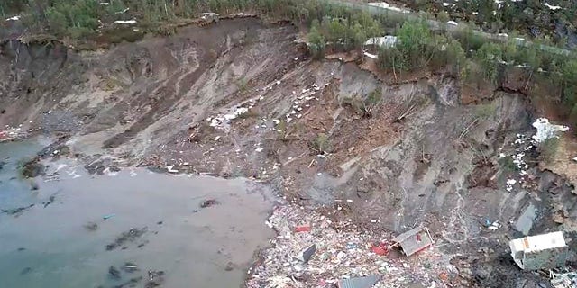 The aftermath of a powerful landslide near Alta, Arctic Norway. (Anders Bjordal via AP)