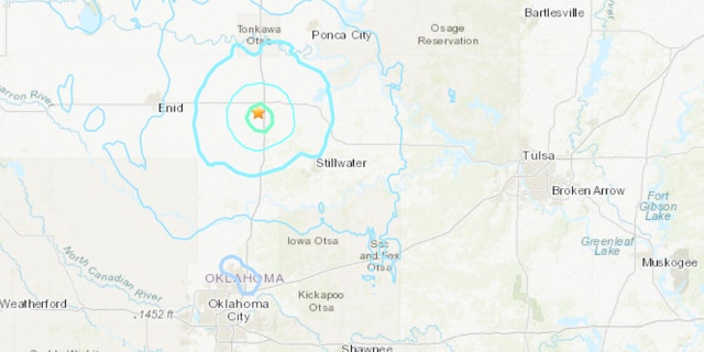 The U.S. Geological Survey said the magnitude 4.2 earthquake happened at 10:15 p.m. near Perry, roughly 80 miles west of Tulsa.