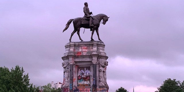 Statue of Gen. Robert E. Lee before it was removed from Monument Avenue in Richmond, Virginia.