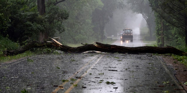 Storm damage is seen on Sandstone Road near McCain Road on June 10.