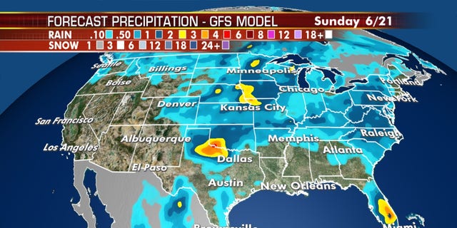 Parts of Florida could see several inches of rain over the next couple of days from strong thunderstorms.