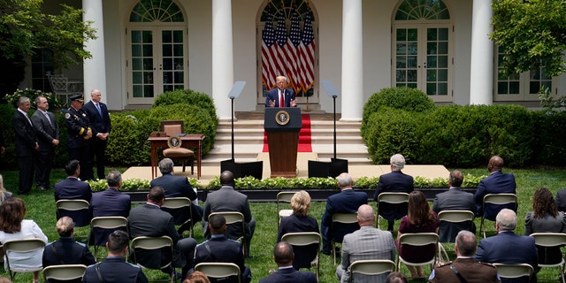 President Donald Trump speaks during an event on police reform, in the Rose Garden of the White House, Tuesday, June 16, 2020, in Washington. (AP Photo/Evan Vucci)