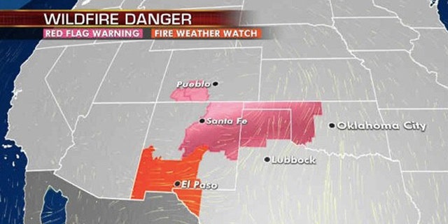 The fire danger continues across the West and Southwest on Tuesday.
