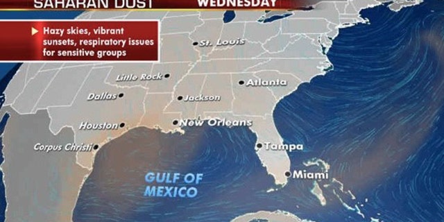 Another round of Saharan dust will move into the Gulf Coast starting on Tuesday.