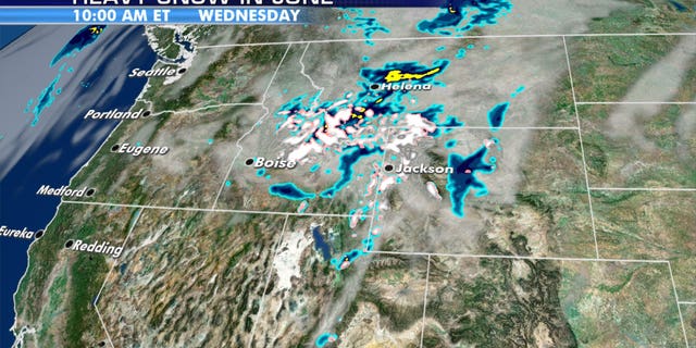 Over a foot of snow is forecast to fall in the mountains of Idaho and Montana on Wednesday.