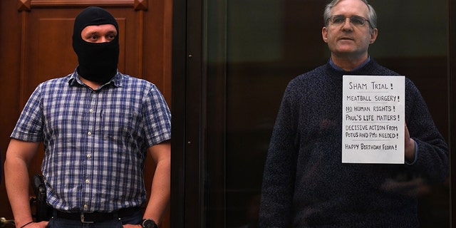 Paul Whelan, a former US marine accused of espionage and arrested in Russia in December 2018, stands inside a defendants' cage as he waits to hear his verdict in Moscow on June 15, 2020. (Photo by Kirill KUDRYAVTSEV / AFP) (Photo by KIRILL KUDRYAVTSEV/AFP via Getty Images)