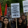 Athens Greece: People march towards the U.S. embassy in Athens, on Monday June 1, 2020.