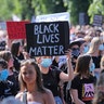 Dublin, Ireland: People protest under the slogan Black Lives Matter and I Can't Breathe, as they rally outside the US Embassy in Dublin, Ireland on Monday June 1, 2020.