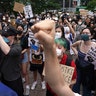 People gathering to protest during a solidarity rally in Tokyo, Japan. 