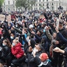 Protesters gathering in Parliament Square during a Black Lives Matter protest rally in Whitehall, London.
