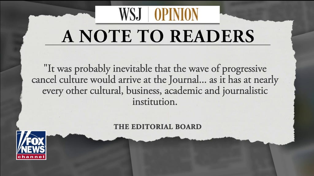 WSJ Editorial Board stands up to 'cancel-culture' after staffers' letter