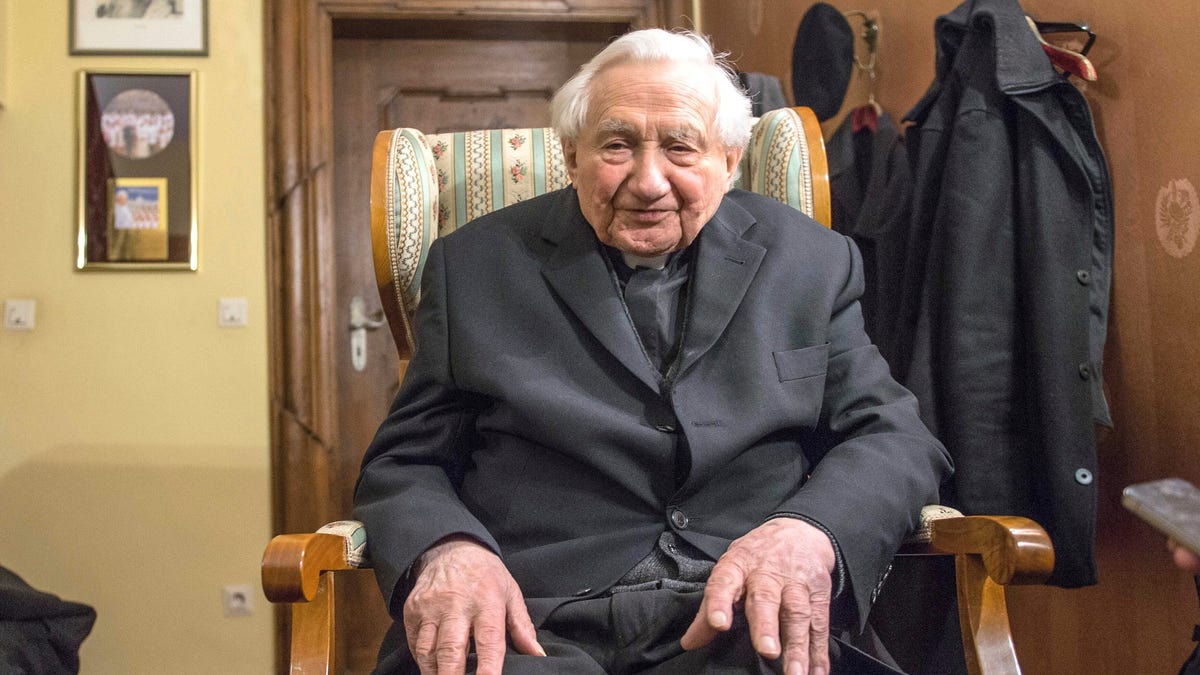 Georg Ratzinger, brother of Pope Benedict XVI , sits in his house in Regensburg, southern Germany, Monday Feb. 11, 2013.  (AP Photo/dpa, Armin Weigel)