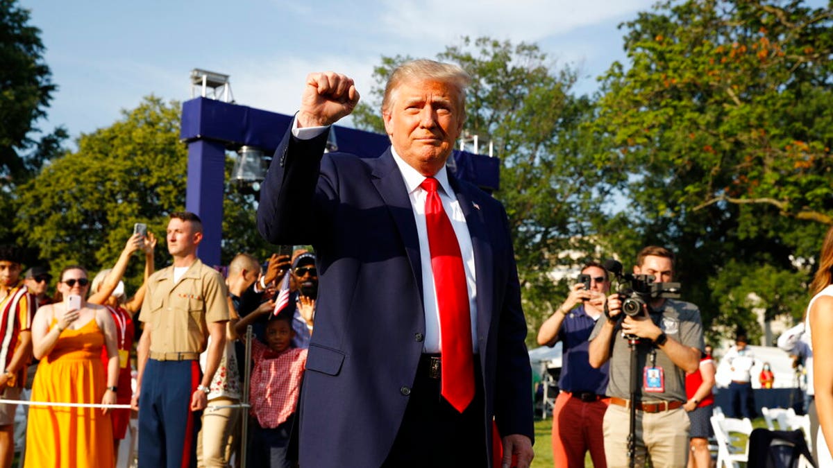 Donald Trump greeting supporters