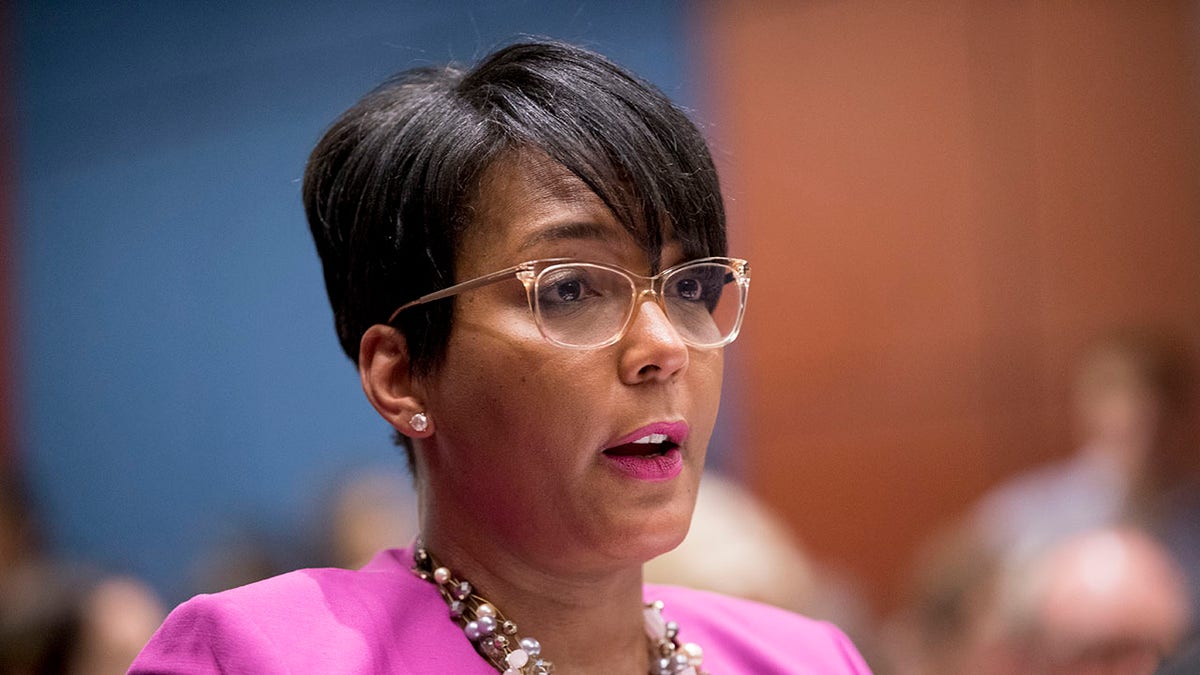 FILE - In this July 17, 2019, file photo, Atlanta Mayor Keisha Lance Bottoms speaks during a Senate Democrats' Special Committee on the Climate Crisis on Capitol Hill in Washington. (AP Photo/Andrew Harnik, File)