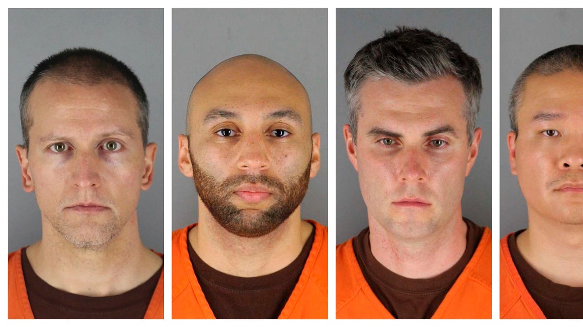 This combination of photos provided by the Hennepin County Sheriff's Office in Minnesota shows from left, Derek Chauvin, J. Alexander Kueng, Thomas Lane and Tou Thao. On Wednesday, authorities made public the body camera footage showing George Floyd's encounter with the officers. (Hennepin County Sheriff's Office via AP)