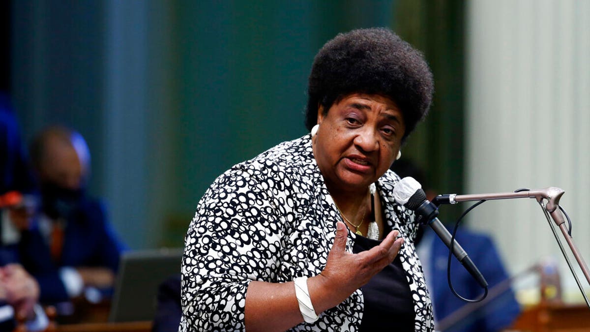 In this June 10, 2020 file photo Assemblywoman Shirley Weber, D-San Diego, talks at the Capitol in Sacramento, Calif. Trustees of California State University. Weber, authored the legislature's bill, which could go to Gov. Gavin Newsom's desk as early as next week for his signature, her office said. (AP Photo/Rich Pedroncelli, File)
