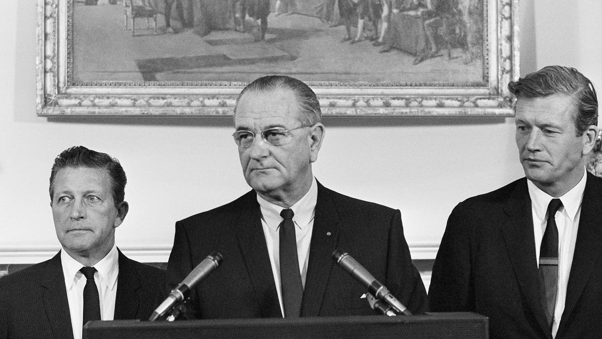 Lyndon Johnson on the podium