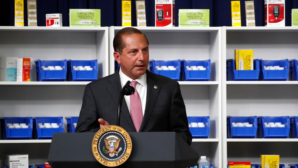 Health and Human Services Secretary Alex Azar speaks during an event with President Donald Trump to sign executive orders on lowering drug prices, in the South Court Auditorium in the White House complex, Friday, July 24, 2020, in Washington. (AP Photo/Alex Brandon)