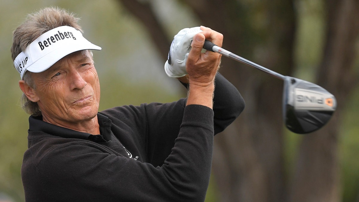 Bernhard Langer plays a tee shot on the ninth hole during the final round of the PGA TOUR Champions Cologuard Classic at Omni Tucson National on March 1, 2020 in Tucson, Arizona. (Photo by Stan Badz/PGA TOUR via Getty Images )