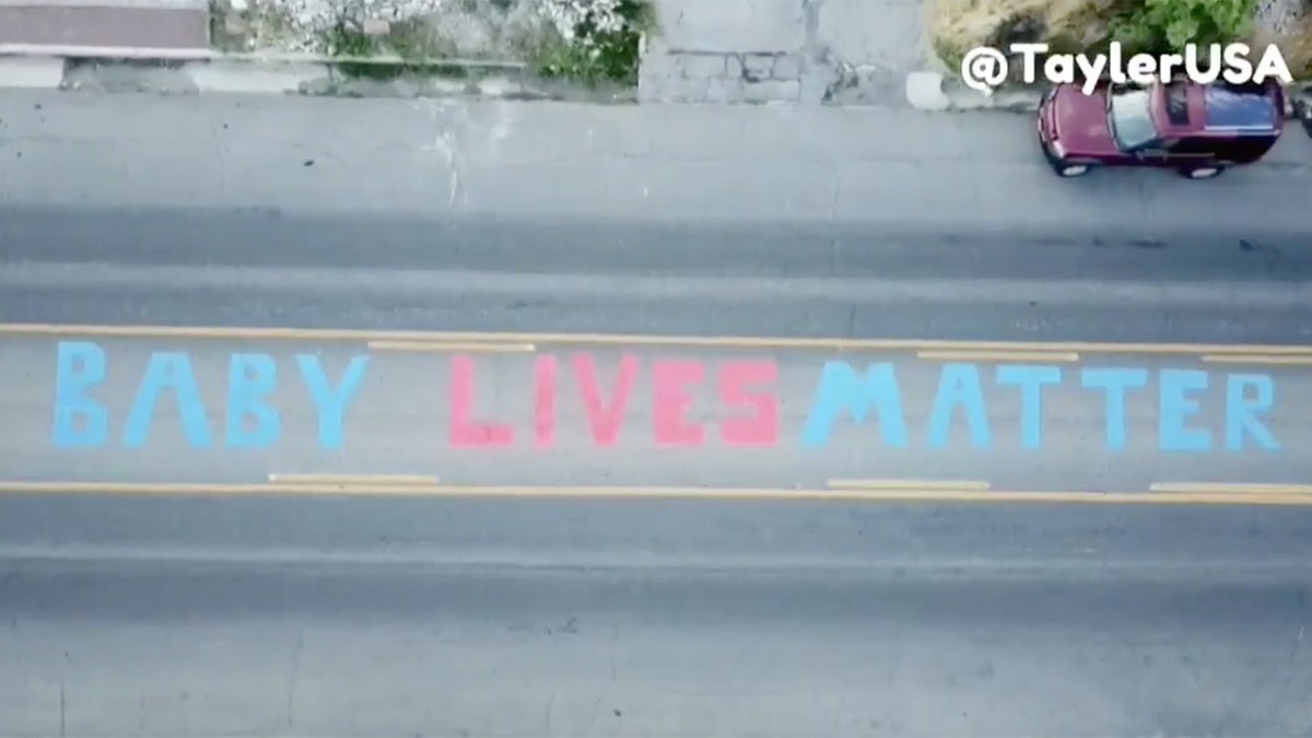 Pro-life activist Tayler Hansen painted "Baby Lives Matter" in front of a Planned Parenthood clinic in Salt Lake City early Saturday morning before it was removed 10 hours later.