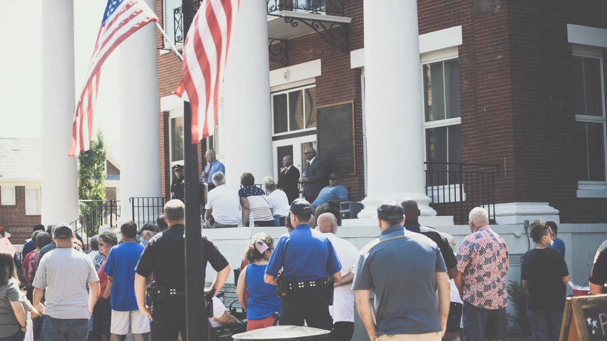 Jonesborough, Tenn., police officers were honored during the Independence Day ceremony at the Washington County Court House on July 4, 2020.