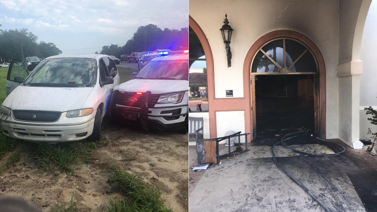 Steven Anthony Shields, 24, allegedly crashed his vehicle through the front doors of the Queen of Peace Catholic Church in Ocala and then set a fire in the building's foyer area, according to the sheriff's office.