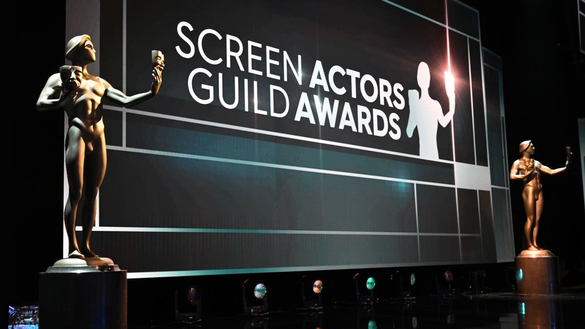 SAG award statues are seen on stage