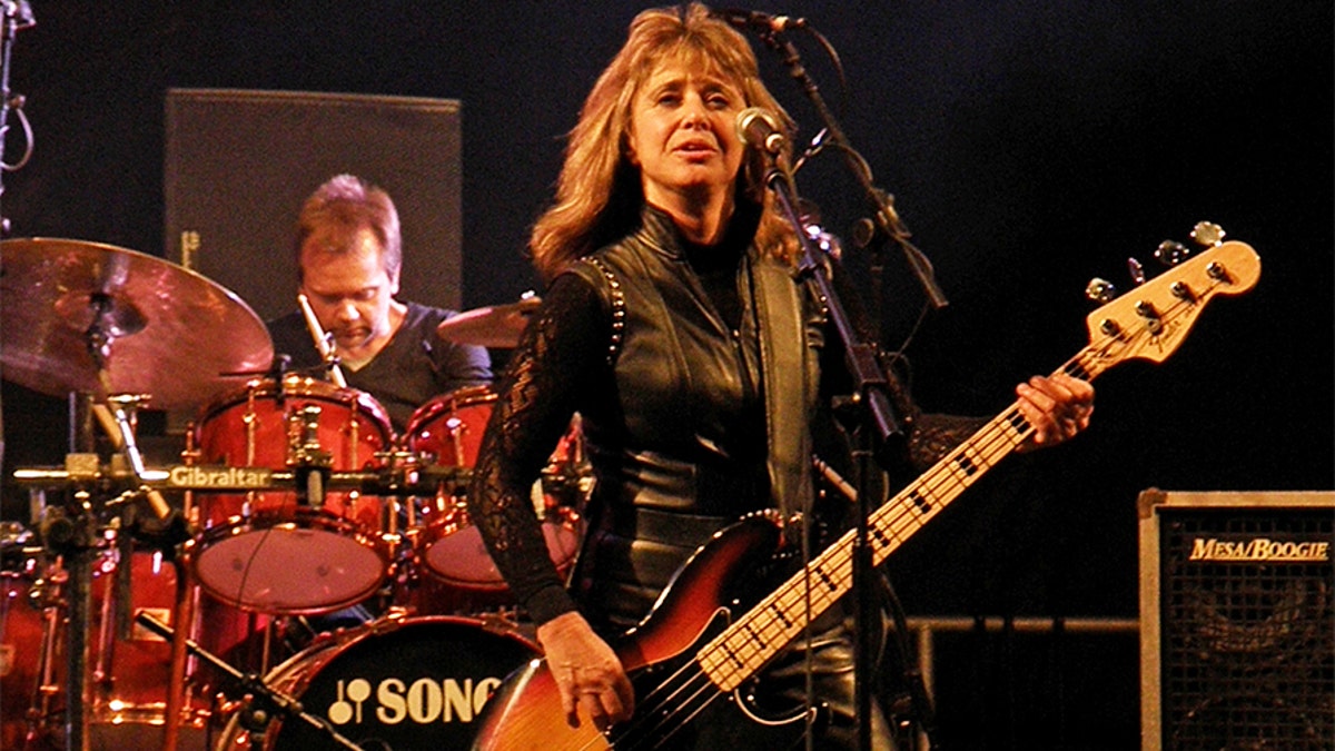 Suzi Quatro performs onstage during the second day of Silverstone Classic 2011 at Silverstone Circuit on July 23, 2011, in Northampton, United Kingdom.