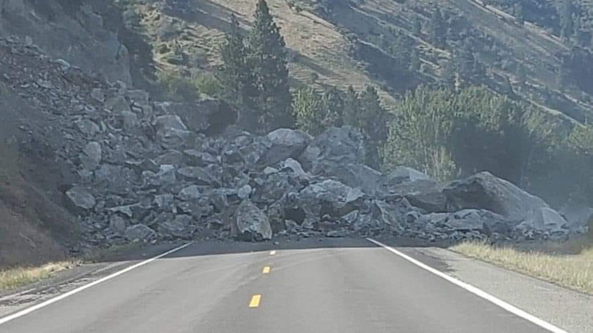 U.S. Route 95 in Idaho was blocked by a rockslide on Friday.