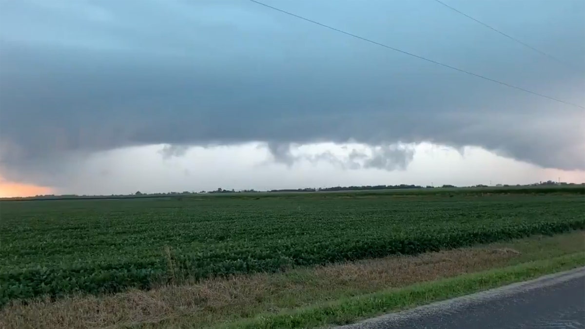 A tornado-warned storm cell is seen over central Illinois on July 15.