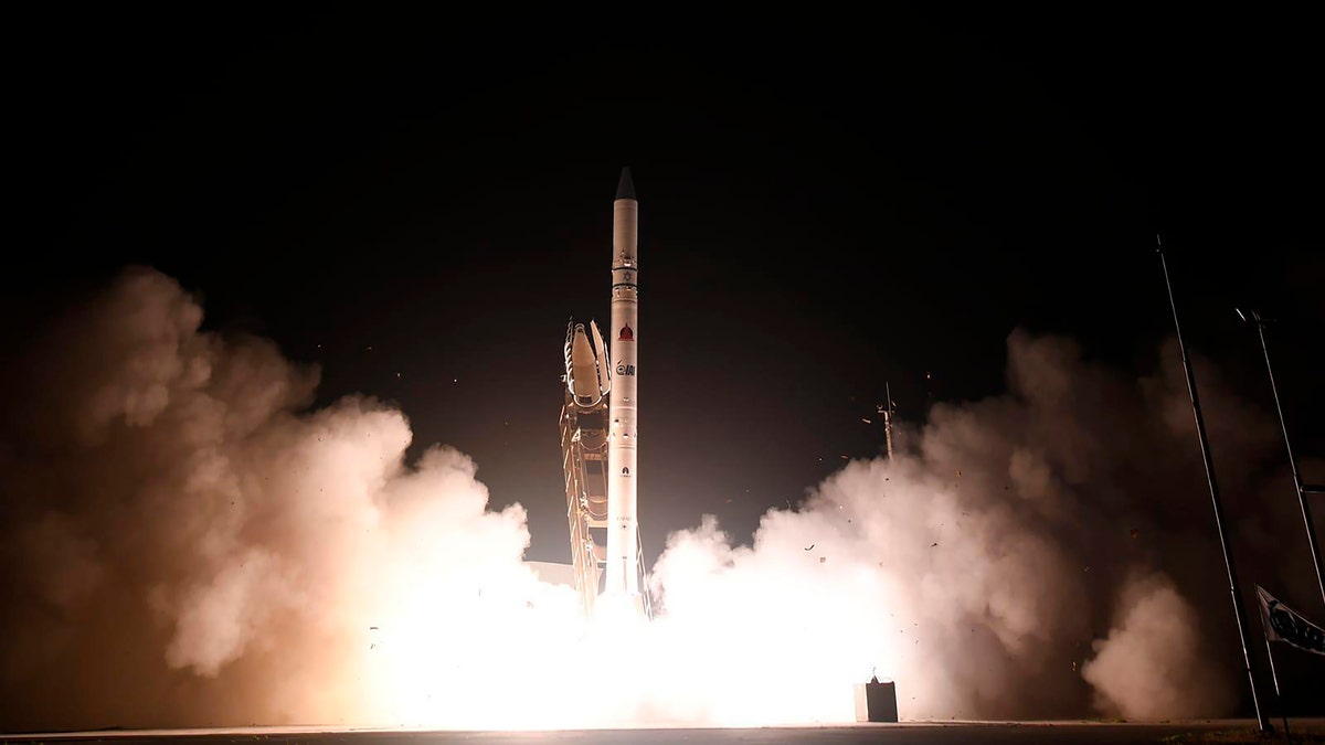 In this photo released by Israel Ministry of Defense Spokesperson's Office, the "Ofek 16" reconnaissance satellite blasts off at the Palmachim air base in central Israel Monday, July 6, 2020. The new satellite, which quickly entered orbit, joins a collection of spy satellites that Israel has deployed in recent years.